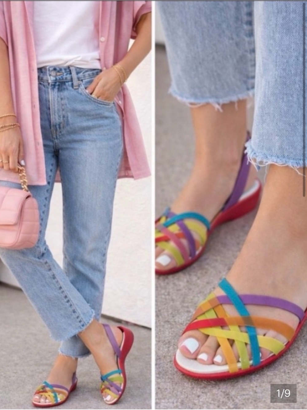 Crocs multicolor Isabella huarache strappy wedge sandals 8
